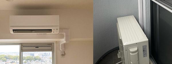 桑名市マンションでエアコン取付